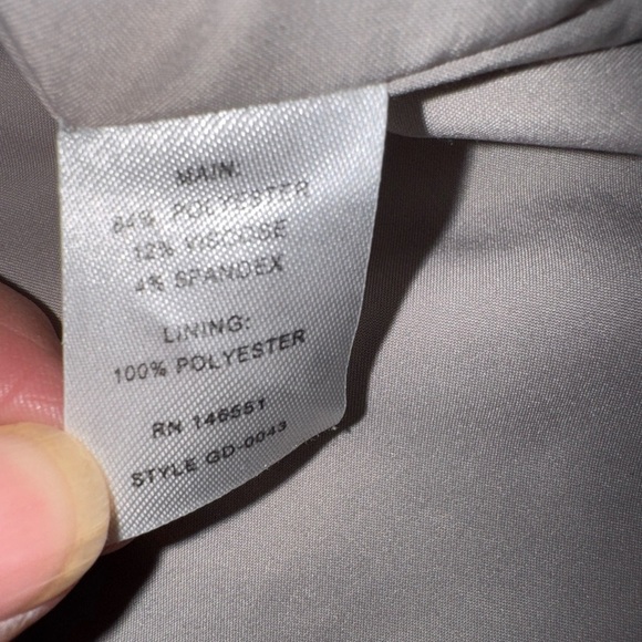 August 1 Eight Gray / Tan Sleeveless Lined Sheath Dress Twist at Neck Career L - Picture 11 of 11